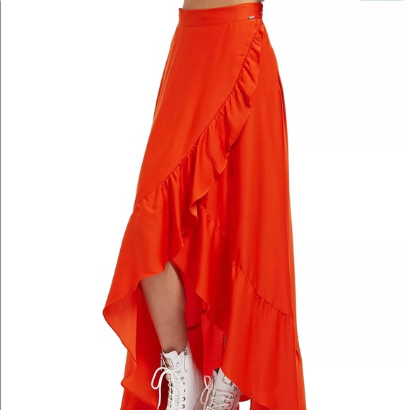 Guess Orange High Low Skirt - Picture 1 of 9